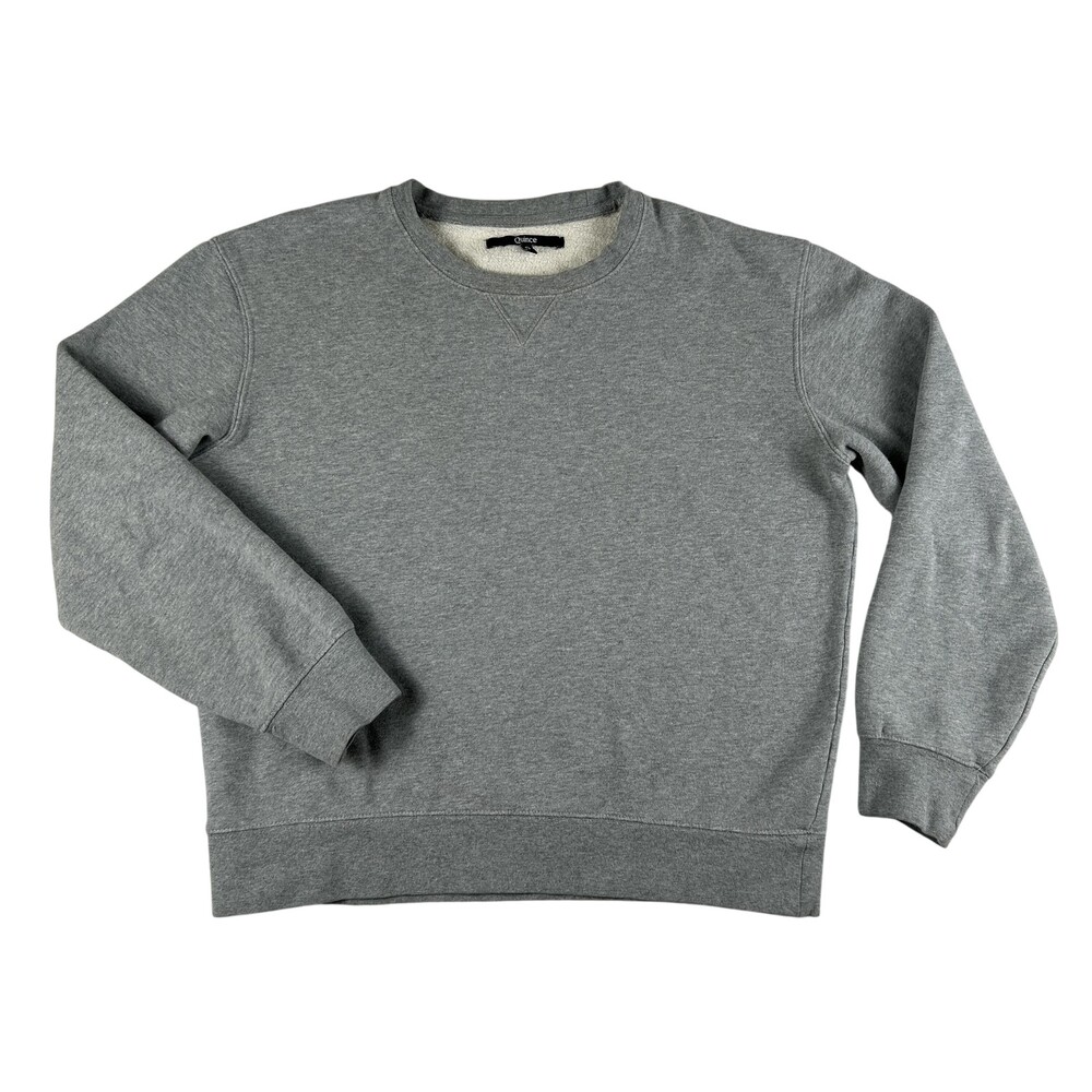 Quince Sweatshirt Womens Small Gray Organic Cotton Fleece Pullover Crewneck